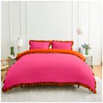 Frill Edge Duvet Cover Set - Hot Pink/Orange