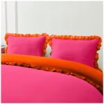 Frill Edge Duvet Cover Set - Hot Pink/Orange - Image 3