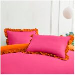 Frill Edge Duvet Cover Set - Hot Pink/Orange - Image 8