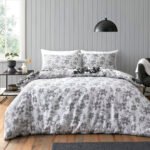 Luxury Botanical Duvet Cover Set - Grey - Image 5