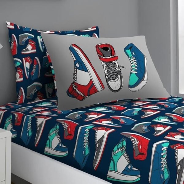 Kids Sneaker Sheet Cover Set - Navy Blue/Grey