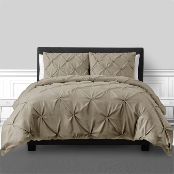 Luxury Pintuck Duvet Cover Set - Latte