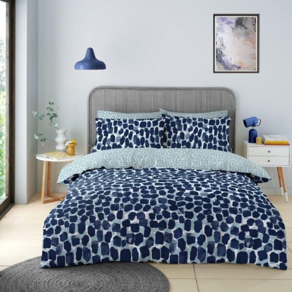 Pebble Print Duvet Cover Set Dark Blue