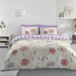 Reversible Check Botanical Duvet Cover Set - White