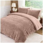 Fleece Bedding Ribbed Duvet Cover Set - Mink - Image 3