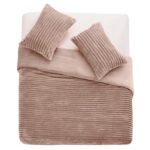 Fleece Bedding Ribbed Duvet Cover Set - Mink - Image 4