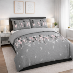 Luxury Feather Geometric Duvet Set - Grey