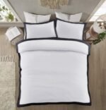 Soft Hotel Style Duvet Cover Set - White/Black - Image 6