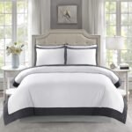 Soft Hotel Style Duvet Cover Set - White/Charcoal