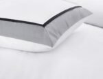 Soft Hotel Style Duvet Cover Set - White/Grey - Image 5