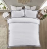 Soft Hotel Style Duvet Cover Set - White/Grey