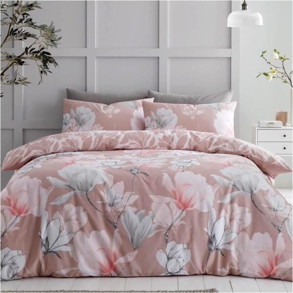 Botanical Flowers Duvet Cover Set - Blush Pink