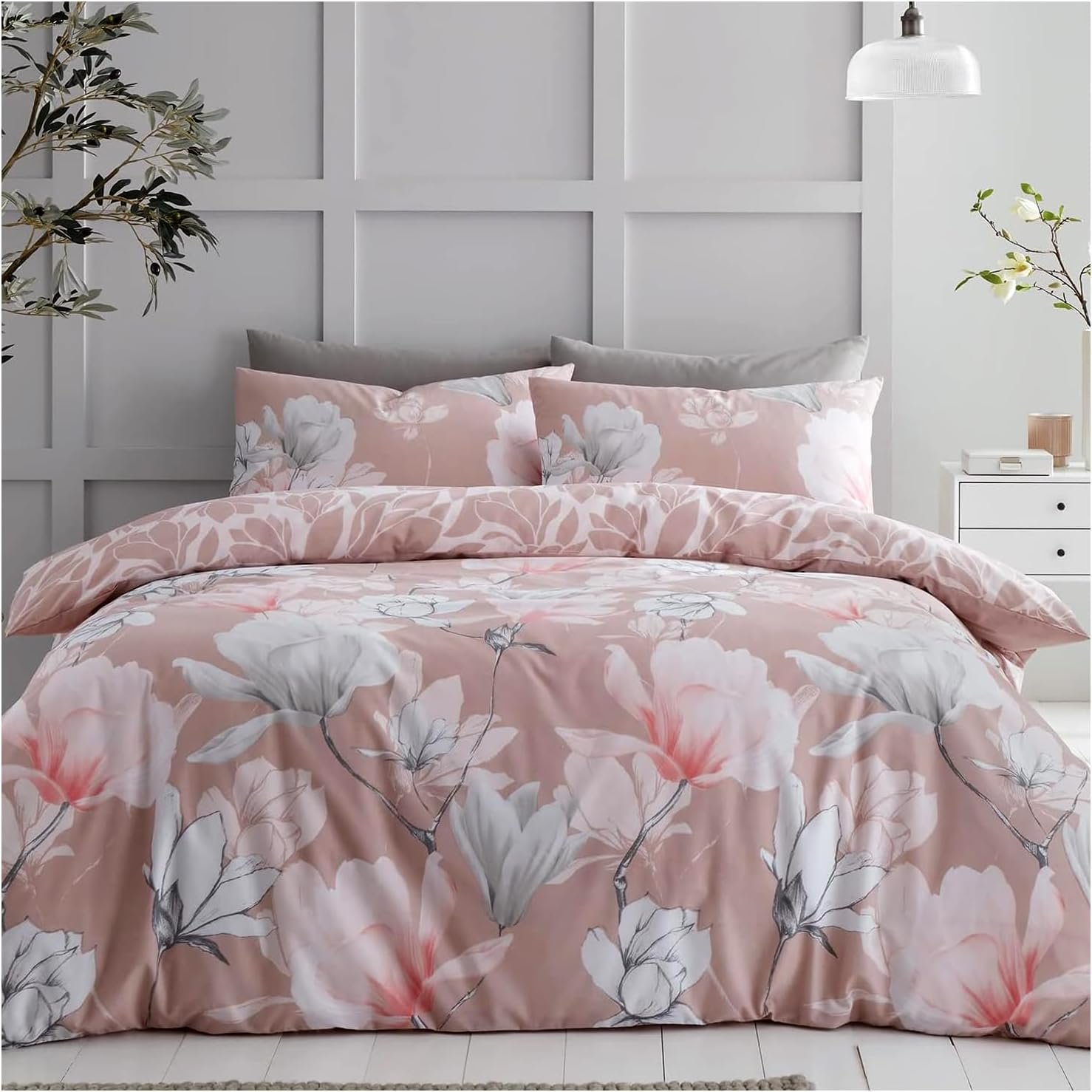 Mongoia Blush Pink Botanical Flowers Duvet Cover Set Blush Pink