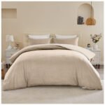 Reversible Plain Duvet Cover Set - Natural/Cream
