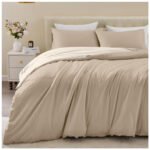Reversible Plain Duvet Cover Set - Natural/Cream - Image 6