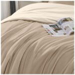 Reversible Plain Duvet Cover Set - Natural/Cream - Image 7
