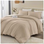 Reversible Plain Duvet Cover Set - Natural/Cream - Image 8