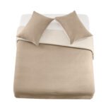 Reversible Plain Duvet Cover Set - Natural/Cream - Image 9