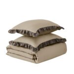Frill Edge Duvet Cover Set - Natural/Dark Natural - Image 12