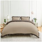 Frill Edge Duvet Cover Set - Natural/Dark Natural