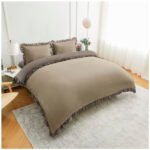 Frill Edge Duvet Cover Set - Natural/Dark Natural - Image 4