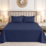 Luxury Cotton Blend Flat Bed Sheet - Navy