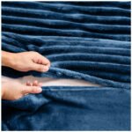 Fleece Bedding Ribbed Duvet Cover Set - Navy - Image 4