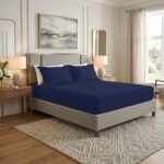 Premium Home Essentials Plain Fitted Sheet - Navy