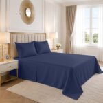 Luxury Cotton Blend Flat Bed Sheet - Navy - Image 2