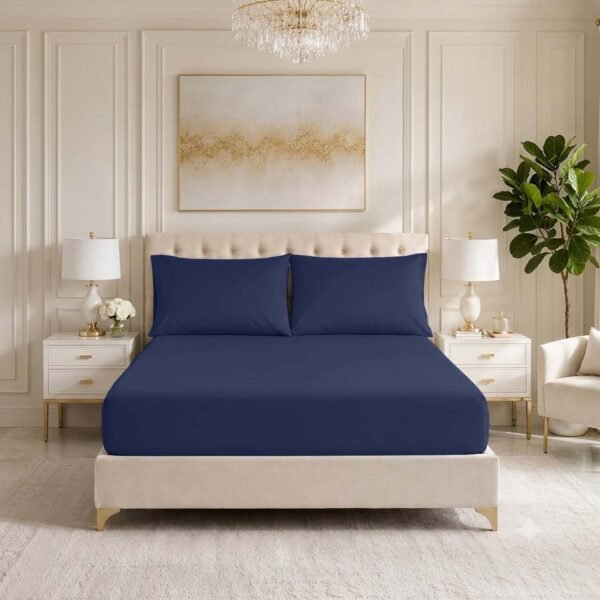 Premium Soft Touch Fitted Sheet – Navy