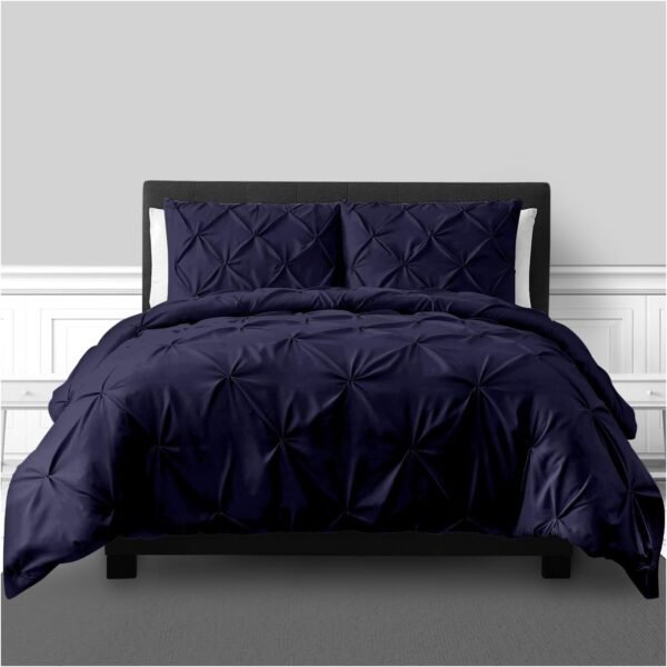 Luxury Pintuck Duvet Cover Set - Navy