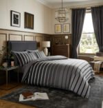 Striped Duvet Cover Set - Grey