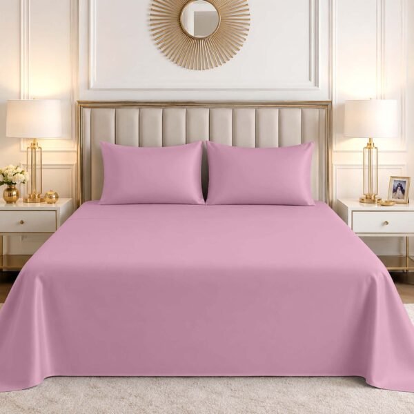 Luxury Cotton Blend Flat Bed Sheet - Pink