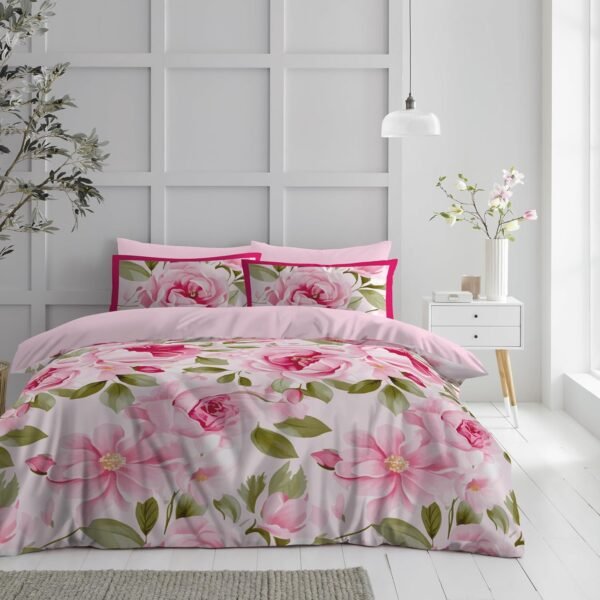 Premium Botanical Duvet Cover Set – Pink