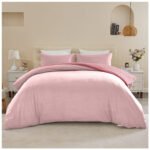 Reversible Plain Duvet Cover Set - Pink/Dark Pink