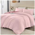 Reversible Plain Duvet Cover Set - Pink/Dark Pink - Image 7