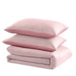 Reversible Plain Duvet Cover Set - Pink/Dark Pink - Image 9