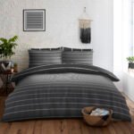 Striped Duvet Cover Set - Black/Charcoal - Image 2