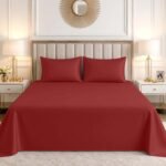 Luxury Cotton Blend Flat Bed Sheet - Red