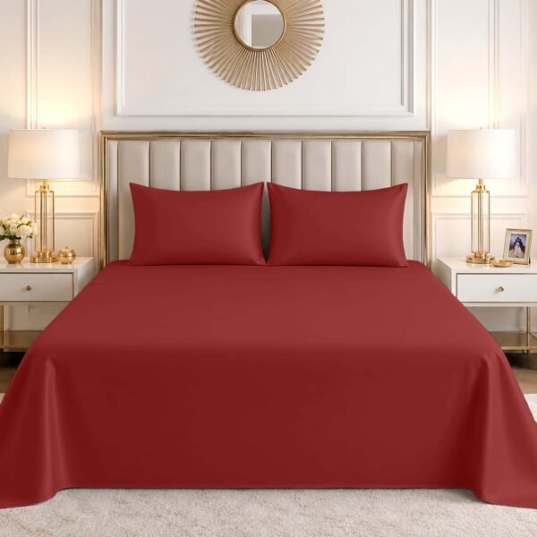 Luxury Cotton Blend Flat Bed Sheet - Red