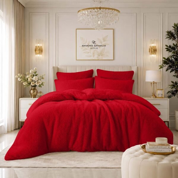 Ultra Teddy Fleece Duvet Cover Set - Red