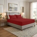 Premium Home Essentials Plain Fitted Sheet - Red