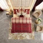 Luxury Check Geometric Duvet Cover Set - Red