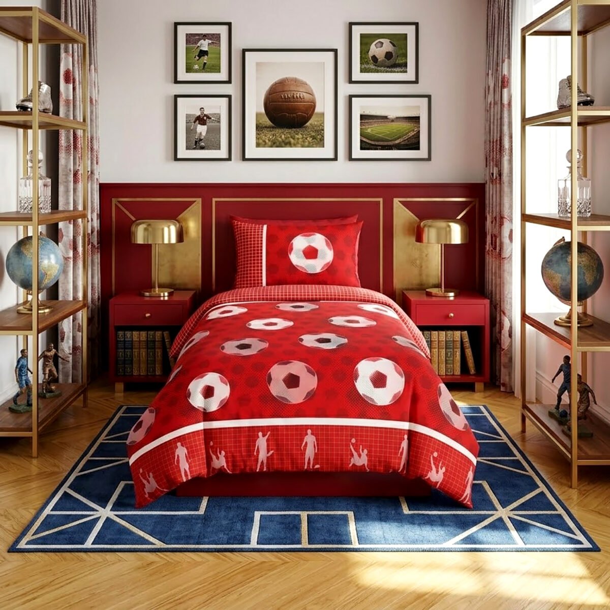 Modern Kids Football Duvet Set Deluxe - Red