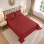 Luxury Cotton Blend Flat Bed Sheet - Red - Image 3