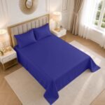 Luxury Cotton Blend Flat Bed Sheet - Blue - Image 3