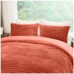 Fleece Bedding Ribbed Duvet Cover Set - Rust - Image 3