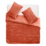 Fleece Bedding Ribbed Duvet Cover Set - Rust - Image 5