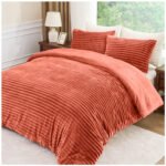 Fleece Bedding Ribbed Duvet Cover Set - Rust - Image 4