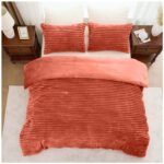 Fleece Bedding Ribbed Duvet Cover Set - Rust - Image 6